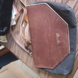 R. Riveter Black and Brown Bag, Cloth & Leather, 11x7, 2016, Handmade